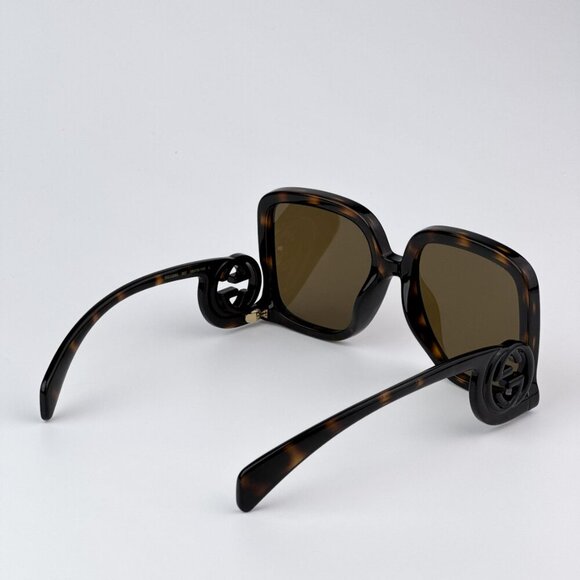 Gucci GG1326S 007 BRAND NEW Sunglasses Dark Havana Brown Mirror Oversized Women - Picture 7 of 10